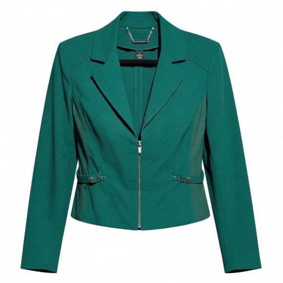 White House Black Market Jackets & Blazers - WHBM Deep Emerald Jewel Tone Moto Jacket Size 14